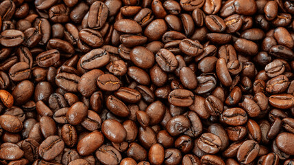 Close-up of roasted coffee beans. Roasted coffee robusta beans food concept