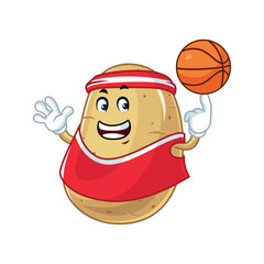 Potato Basketball Player Mascot Cartoon.