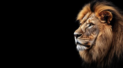 Obraz premium Majestic Lion Profile Against a Dark Background