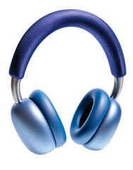 High-Quality PNG of Blue wireless headphones isolated on white background, Blue headphone on white...