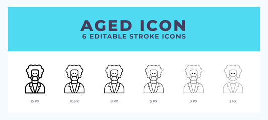 Aged vector icon for web and app. Editable stroke vector illustration