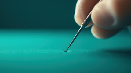 A close up of a surgical incision being meticulously stitched closed, showcasing the skill and attention to detail required in surgery.