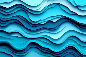 Fototapeta premium Abstract Blue Paper Wave Layers Design
