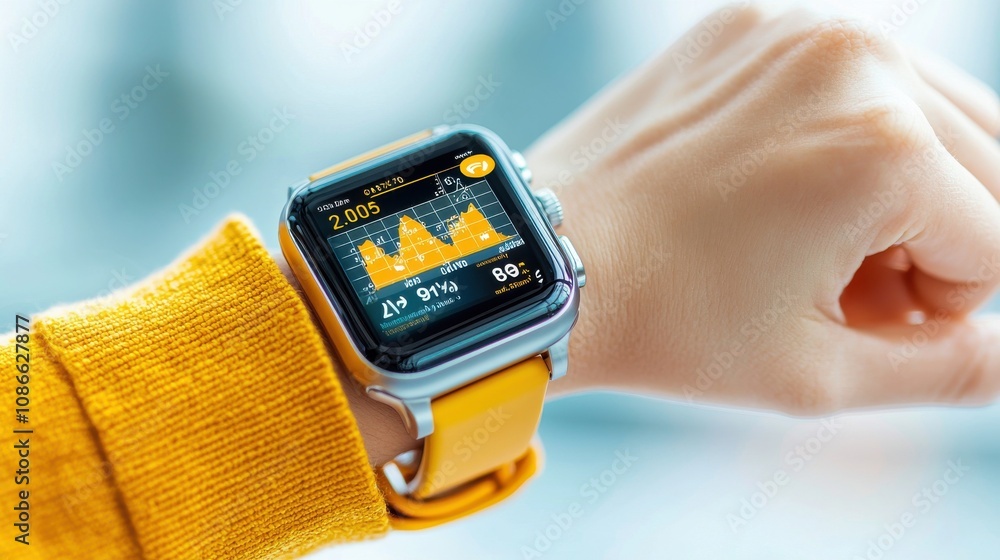 Poster Payment confirmation action on smartwatch screen urban setting technology closeup modern environment digital concept for enhanced user experience