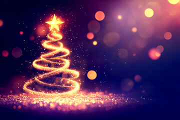 Obraz premium Glowing Christmas Tree with Star Topper