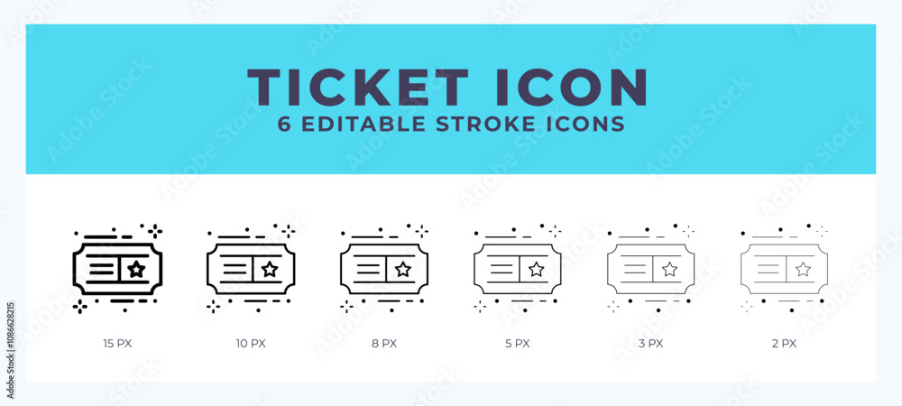 Poster ticket stroke icon for web. mobile apps and ui.