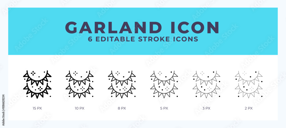 Poster garland icon set with different stroke. vector illustration with editable stroke.