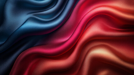 Fototapeta premium Colorful crumpled satin fabric with a glossy sheen and soft folds, showcasing a luxurious, vibrant texture, ideal for fashion, design, or decorative backgrounds.