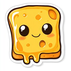 Fototapeta premium Cartoon Illustration of a Smiling Toasted Bread with Dripping Honey