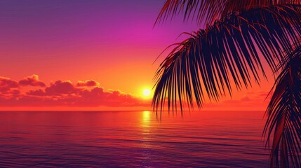 Vibrant Sunset Over Calm Ocean Waters