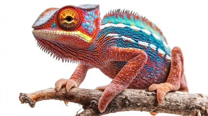 Fototapeta premium Vibrant Chameleon Perched on a Branch