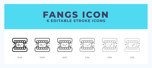 Fangs lineal icon symbol vector. Black outline for web. App. Presentation and more.