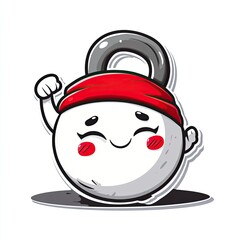 Cartoon Kettlebell With Red Bandana And Smiling Face
