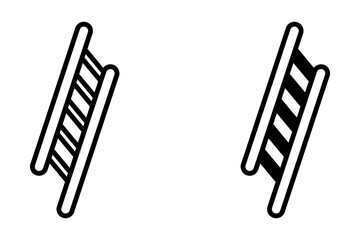 Fototapeta premium Line metal ladder icon outline and black vector. Wood step. Stair up