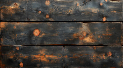 Fototapeta premium A weathered dark wood texture with deep brown tones, showcasing aged grains and rustic appeal, perfect for vintage, rustic, and natural-themed designs. 