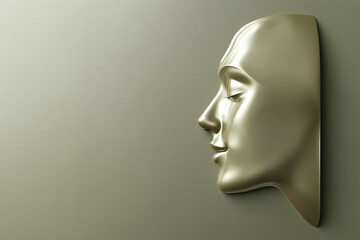 3D abstract human face profile isolated