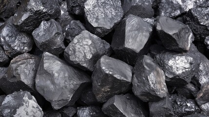 Close-up of rugged black coal pieces, highlighting texture and details