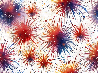 Glittering Firework Sprays in Watercolor