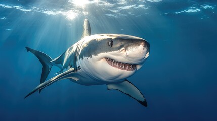 Naklejka premium Great White Shark in Sunlight