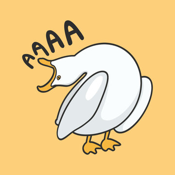 Screaming Seagull 1 Animal Meme Sticker T-shirt Vector Cute Illustration