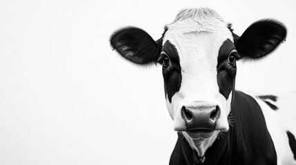Close-Up Portrait of a Black and White Cow