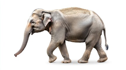 Obraz premium Walking Elephant on White Background