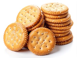 Stacked sesame salt crackers, a delicious food photography scene.