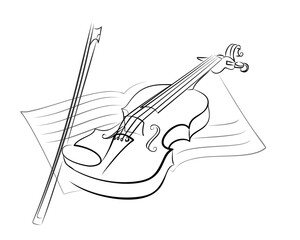 The violin sketch with music book.  © designer_an