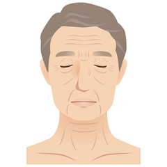 高齢男性の顔　シワ　美容　老化