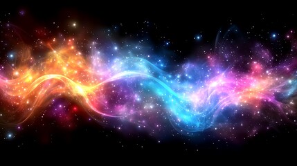 Fototapeta premium Abstract cosmic nebula with glowing gas and stars.