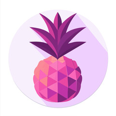 Simple flat 2D icon pink pineapple isolated on a white background, vector, flat design, animation design, vector, animation design, simple flat 2D icon, minimalist icon, AI 
