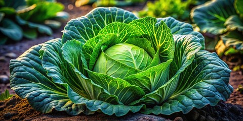 Obraz premium Vegetable garden documentary: Cabbage head growth, from sprout to harvest.