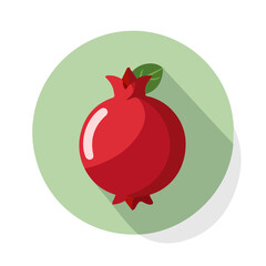 Simple flat 2D icon pomegranate isolated on a white background, vector, flat design, animation design, vector, animation design, simple flat 2D icon, minimalist icon, AI flat 2D, icon