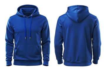 Classic Blue Hoodie Mockup - Blank Template for Custom Apparel Designs, Blank blue hoodie in front and back view