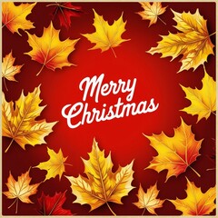 Merry Christmas autumn leaves background
