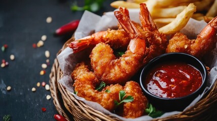 Crispy and delicious shrimp with dipping sauce