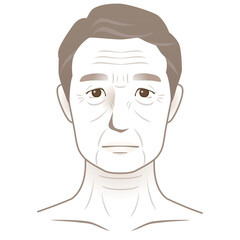 高齢男性の顔　シワ　美容　老化