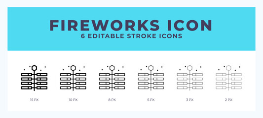 Fireworks line icon for websites and apps. Vector illustration with editable stroke.