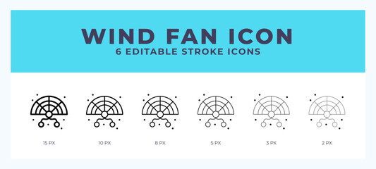 Wind fan line icon with different stroke. Vector illustration.