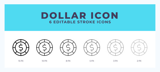Dollar icon. Editable stroke line icon vector illustration.