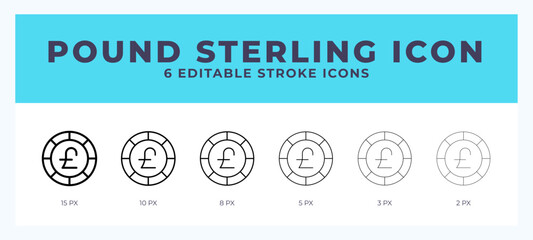 Pound sterling icon. Outline. Lineal icon symbol vector. Black outline.