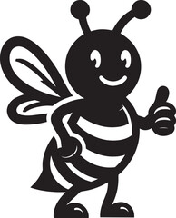 Honey bee mascot character silhouette vector illustration isolated on white background