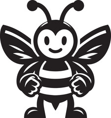 Honey bee mascot character silhouette vector illustration isolated on white background