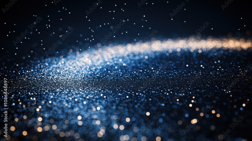 Poster a shimmering, abstract background of sparkling blue particles, creating a mystical and enchanting at