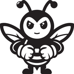 Honey bee mascot character silhouette vector illustration isolated on white background