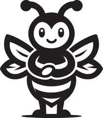 Honey bee mascot character silhouette vector illustration isolated on white background