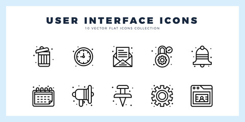 10 User Interface Lineal icon pack. vector illustration.