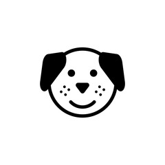 Cute funny dog puppy face. Icon of a small dog.