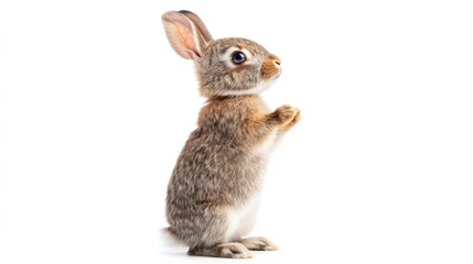 Obraz premium Curious Bunny on White Background