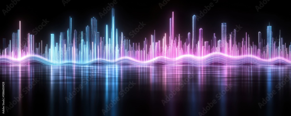 Poster sound waves abstract sound wave visualization with vibrant colors.